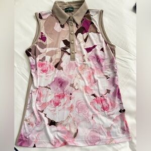 Golfino PINK ROSES Multicolor Button-Up GOLF SHIRT NWT